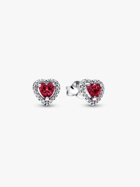 Pandora Elevated Red Heart Stud Earrings